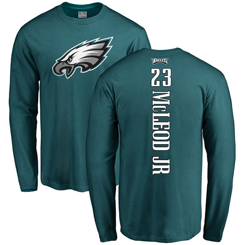 Men Philadelphia Eagles #23 Rodney McLeod Green Backer Long Sleeve NFL T Shirt->nfl t-shirts->Sports Accessory